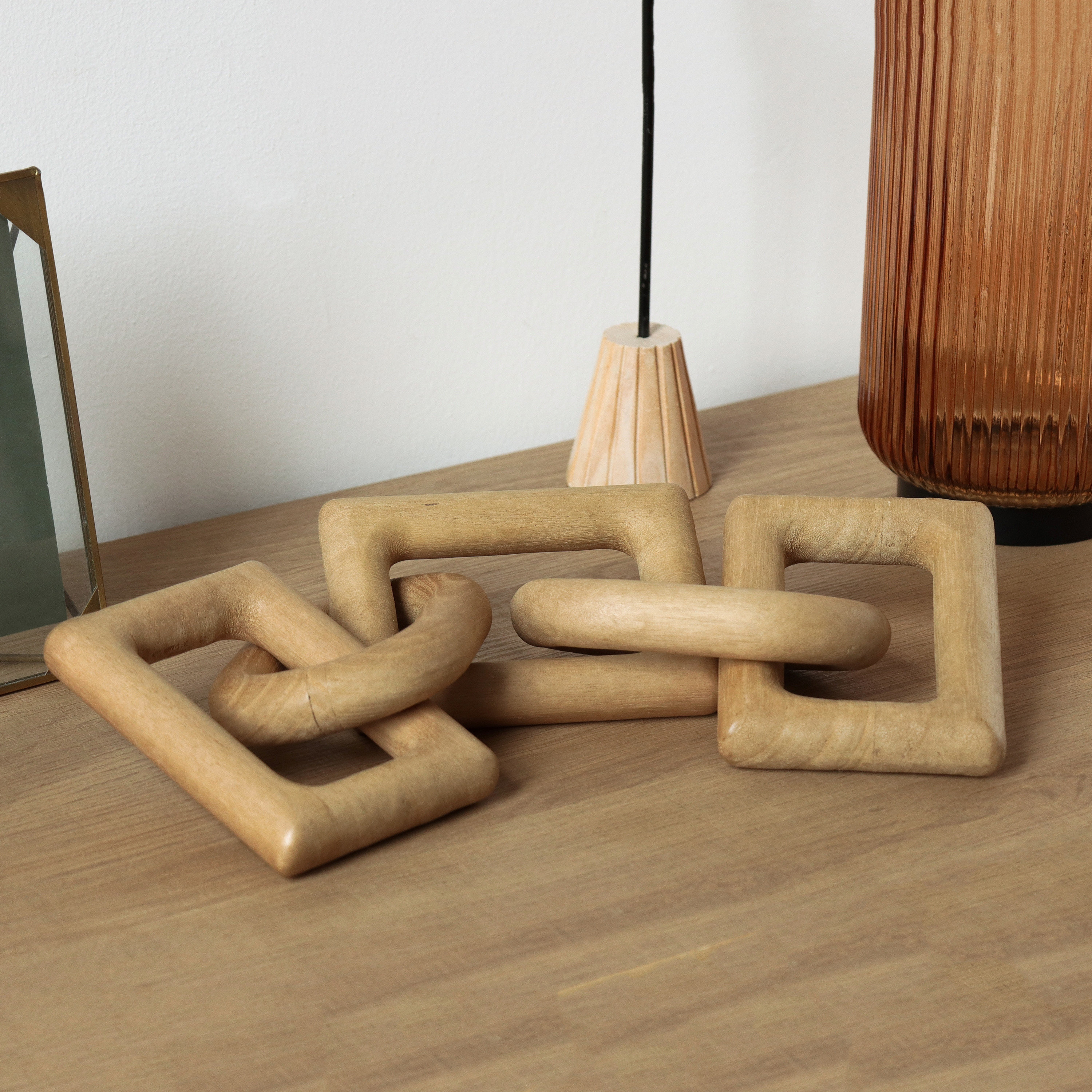 Mainstays Wood Links Light Tan Indoor Tabletop Decor | Walmart (US)