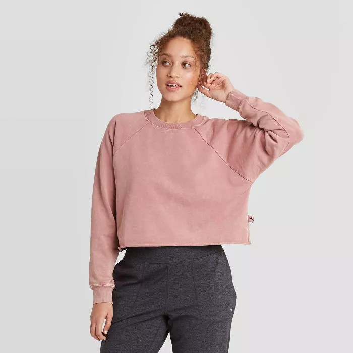 Women's French Terry Acid Wash Pullover Sweatshirt - JoyLab™ | Target