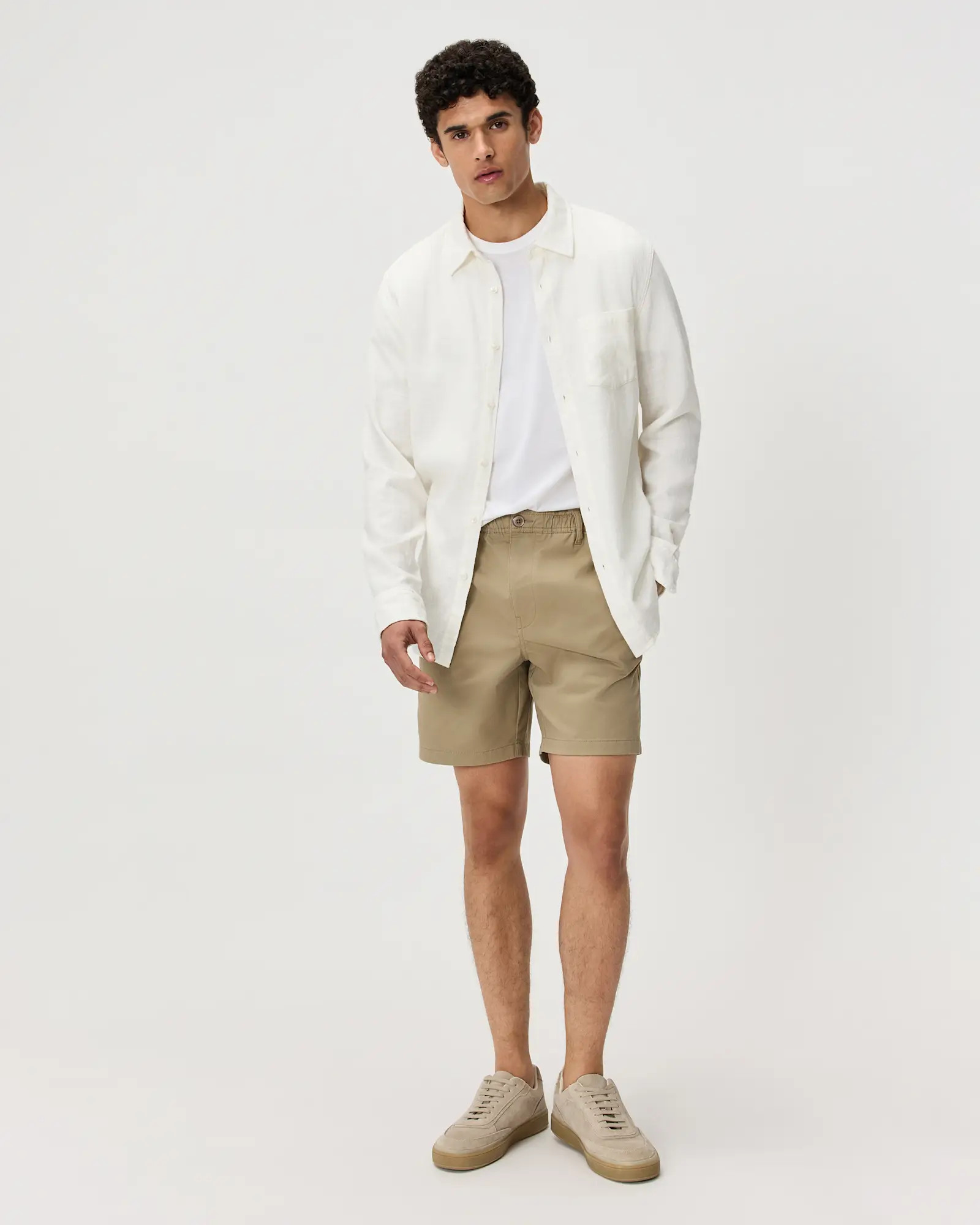 Organic Stretch Cotton Pull On Chino Short - 7" Inseam in Sand Dune | Quince
