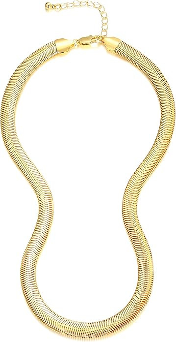 LILIE&WHITE Snake Chain Herringbone Necklace Thin Chunky Snake Chain Necklaces for Women | Amazon (US)
