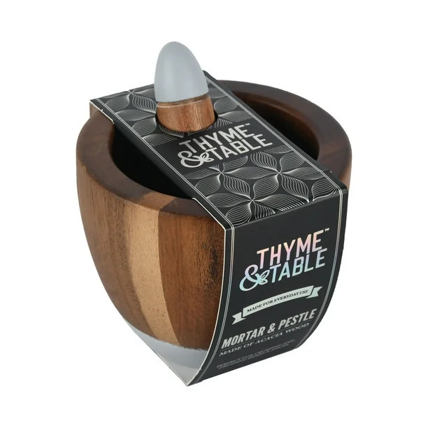 Thyme & Table Kitchen Smooth Acacia Wood Heavy Mortar And Pestle | Walmart (US)