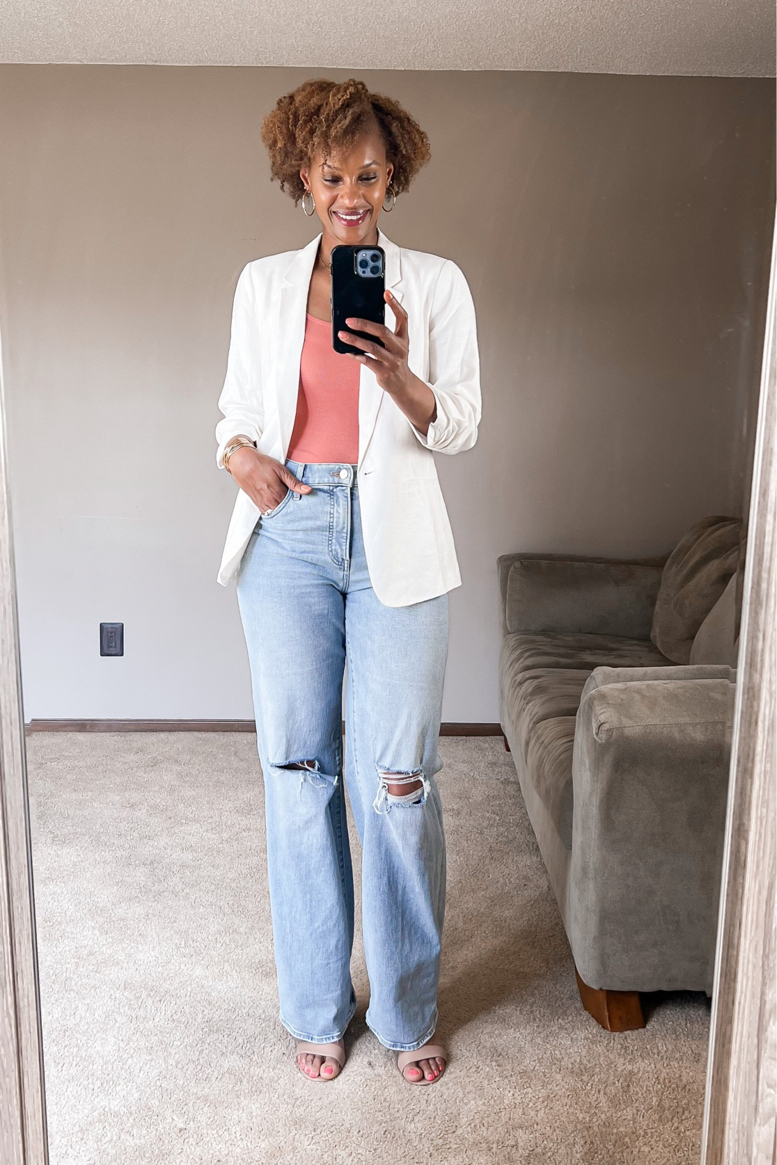 Simple blazer, tank and wide leg jeans for a brunch or evening out

#LTKstyletip #LTKSeasonal