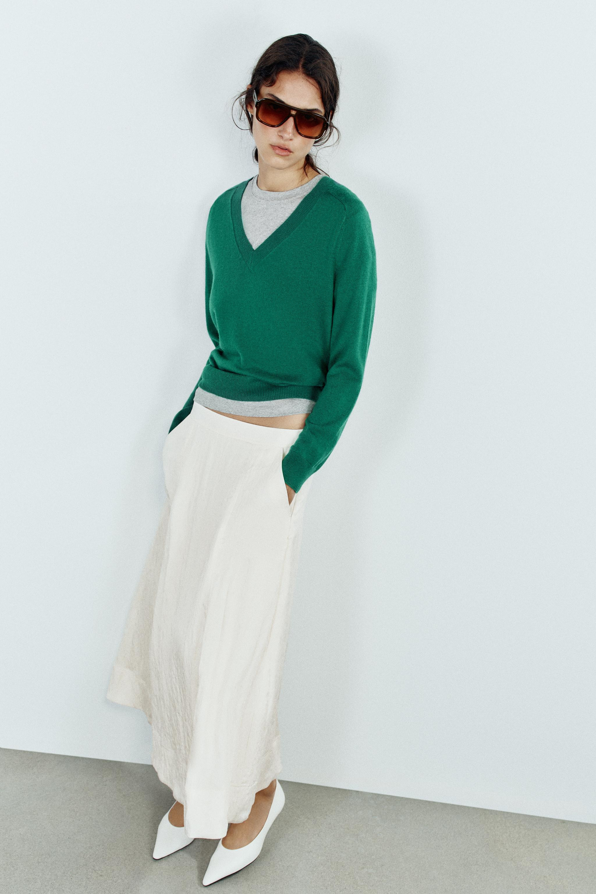 WOOL BLEND V-NECK JUMPER | Zara UK