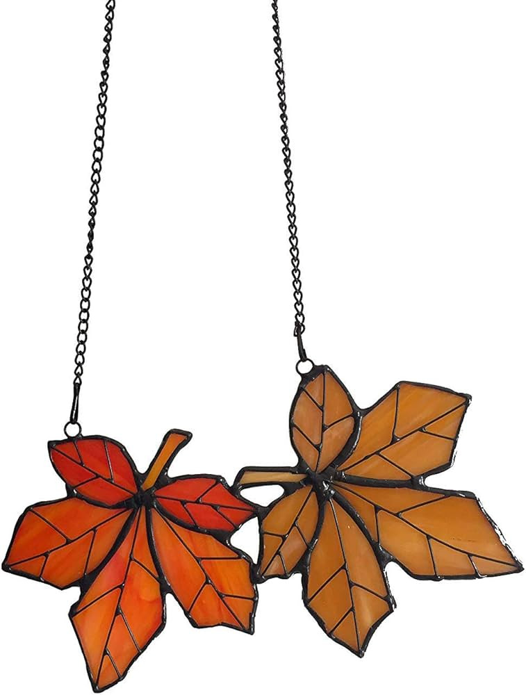 Stained Glass Leaves Window Hangings SunCatchers Maple Leaf, 7 1/2" x 4" | Amazon (US)