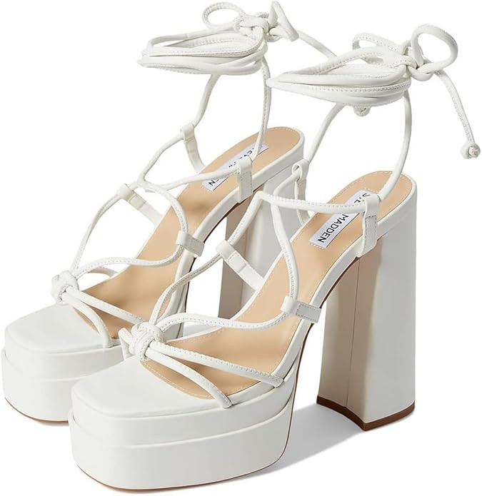 Steve Madden Womens Emery Lace-Up Faux Leather Platform Sandals | Amazon (US)