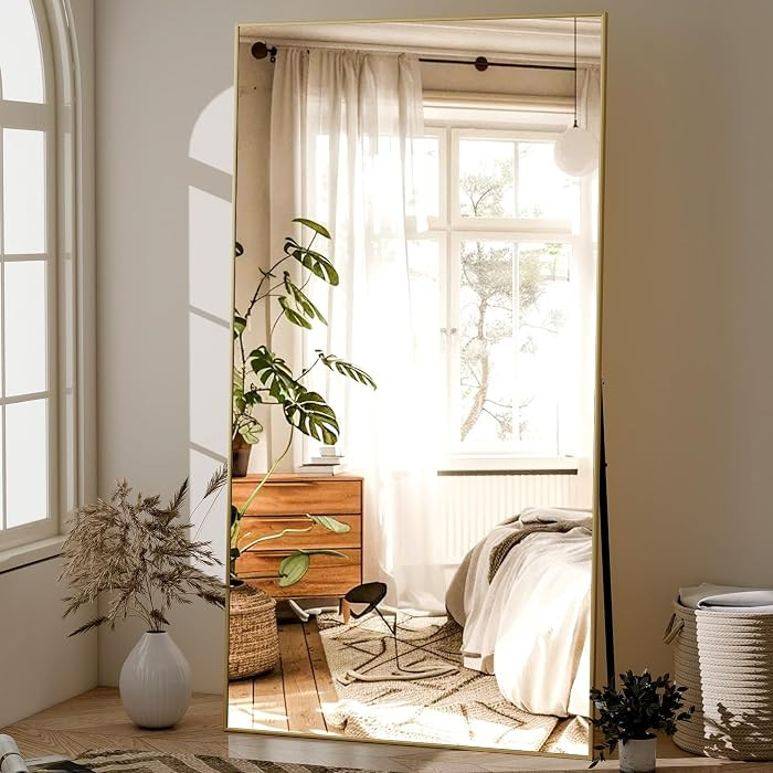 GLSLAND 71"x31" Full Length Mirror Extra Large Hanging or Leaning Rectangle Mirror Aluminum Alloy... | Amazon (US)