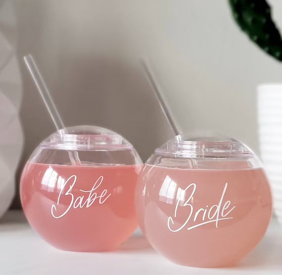 Bride and Babe Globe Cups | Bride Cup | Bridesmaid Babe Cup | Bachelorette Party | Fun Drinks | B... | Etsy (US)