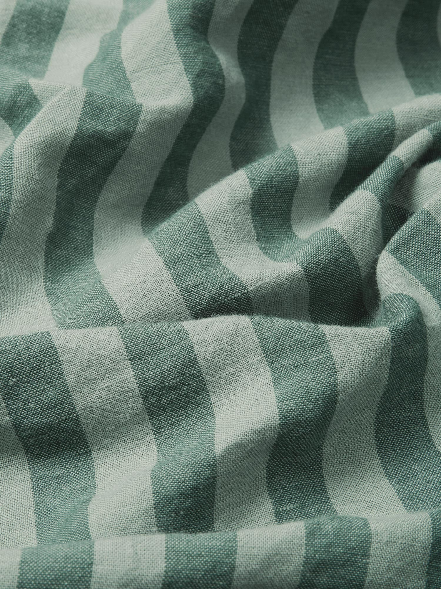Pine Green Pembroke Stripe Linen Blend Fitted Sheet | Piglet