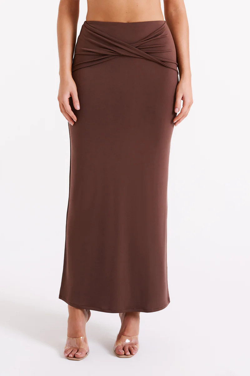 Ceri Maxi Twist Skirt - Mocha | MESHKI US