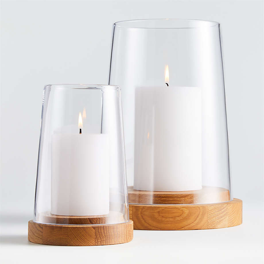 Ellery Hurricane 7.75" Oak Candle Holder + Reviews | Crate & Barrel | Crate & Barrel