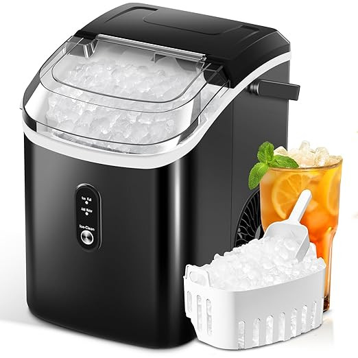 ZAFRO Nugget Ice Maker Countertop with Handle, Soft Chewable Pellet Ice Ready in 6 Mins, Pebble I... | Amazon (US)