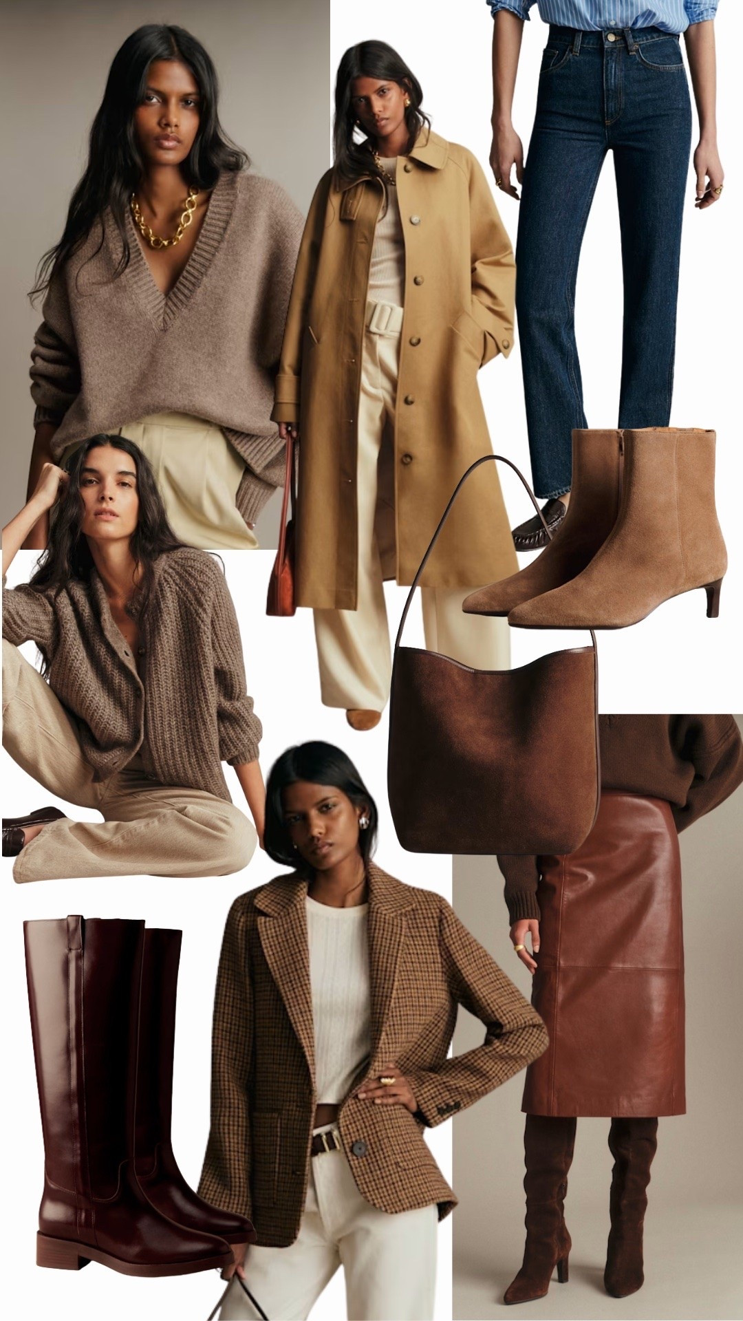 Sezane autumn new in 🍂 cosy knitwear, jumpers and cardigans, trench coat, straight jeans, ankle suede boots, knee high boots, houndstooth check blazer, leather skirt

#LTKFashionMonth #LTKautumn #LTKstyletip