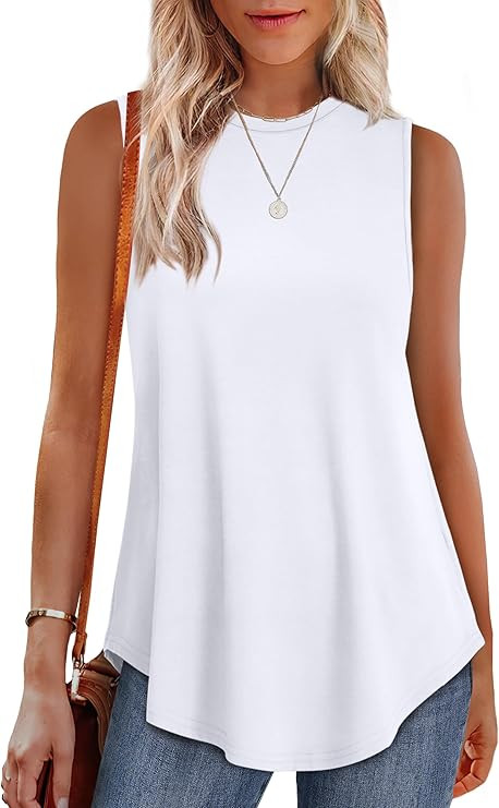 OFEEFAN High Neck Tank Tops for Women Loose Fit Sleeveless Top Summer Clothes Womens Tunic Tops t... | Amazon (US)