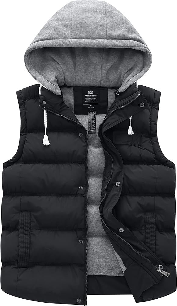 wantdo Women's Quilted Puffer Vest Thicken Warm Winter Coat with Removable Hood | Amazon (US)