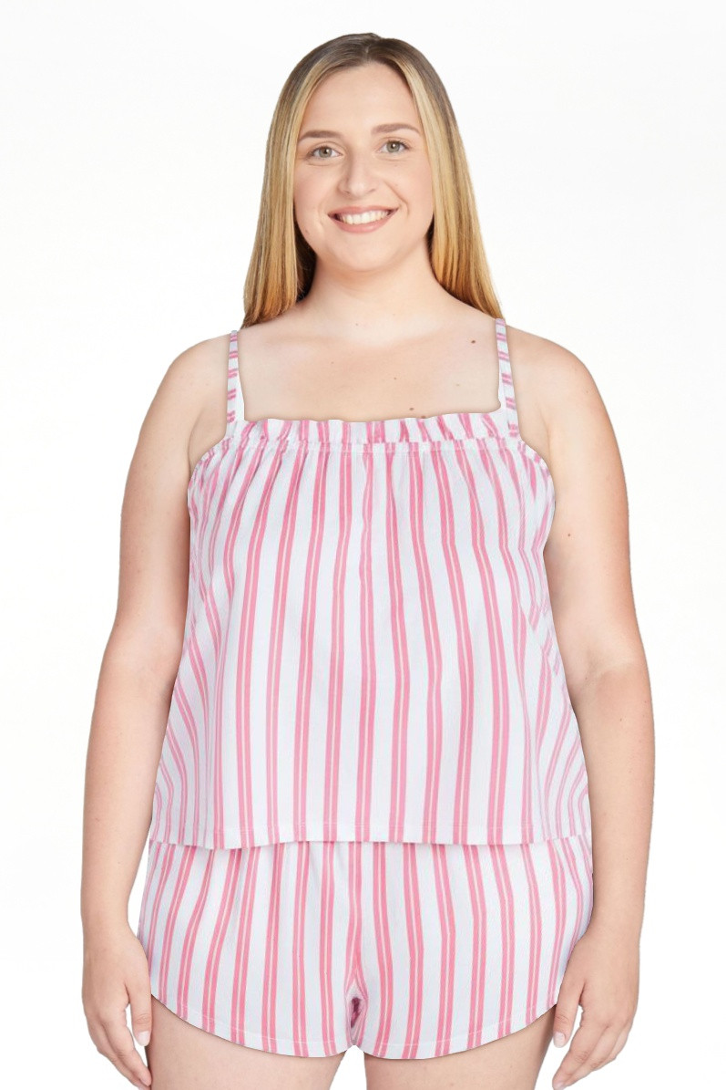 Joyspun Women's Cotton Ruffled Tank Top and Shorts Pajama Set, 2-Piece, Sizes XS-3X | Walmart (US)