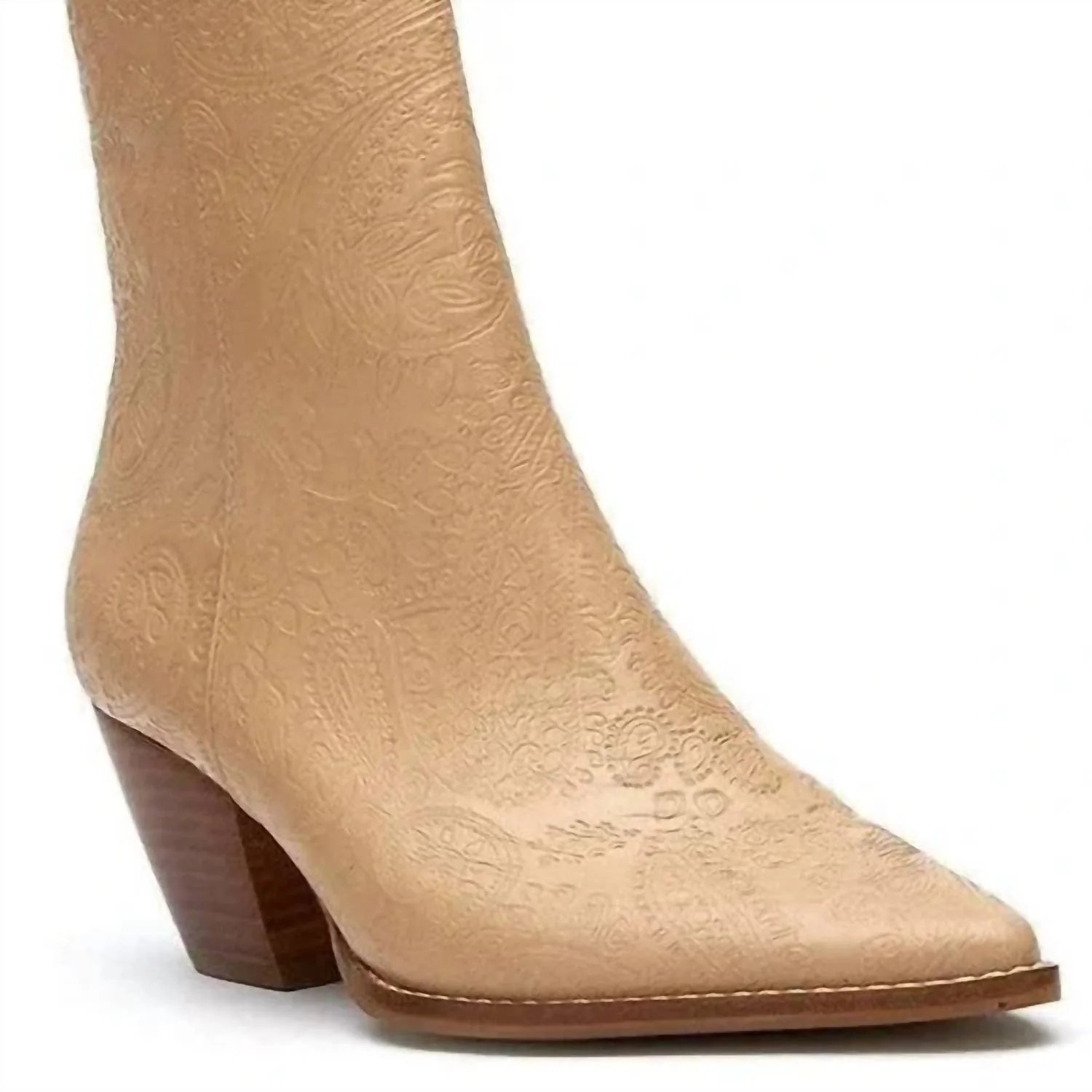 Women's Caty Paisley Heeled Boots In Beige | Shop Simon