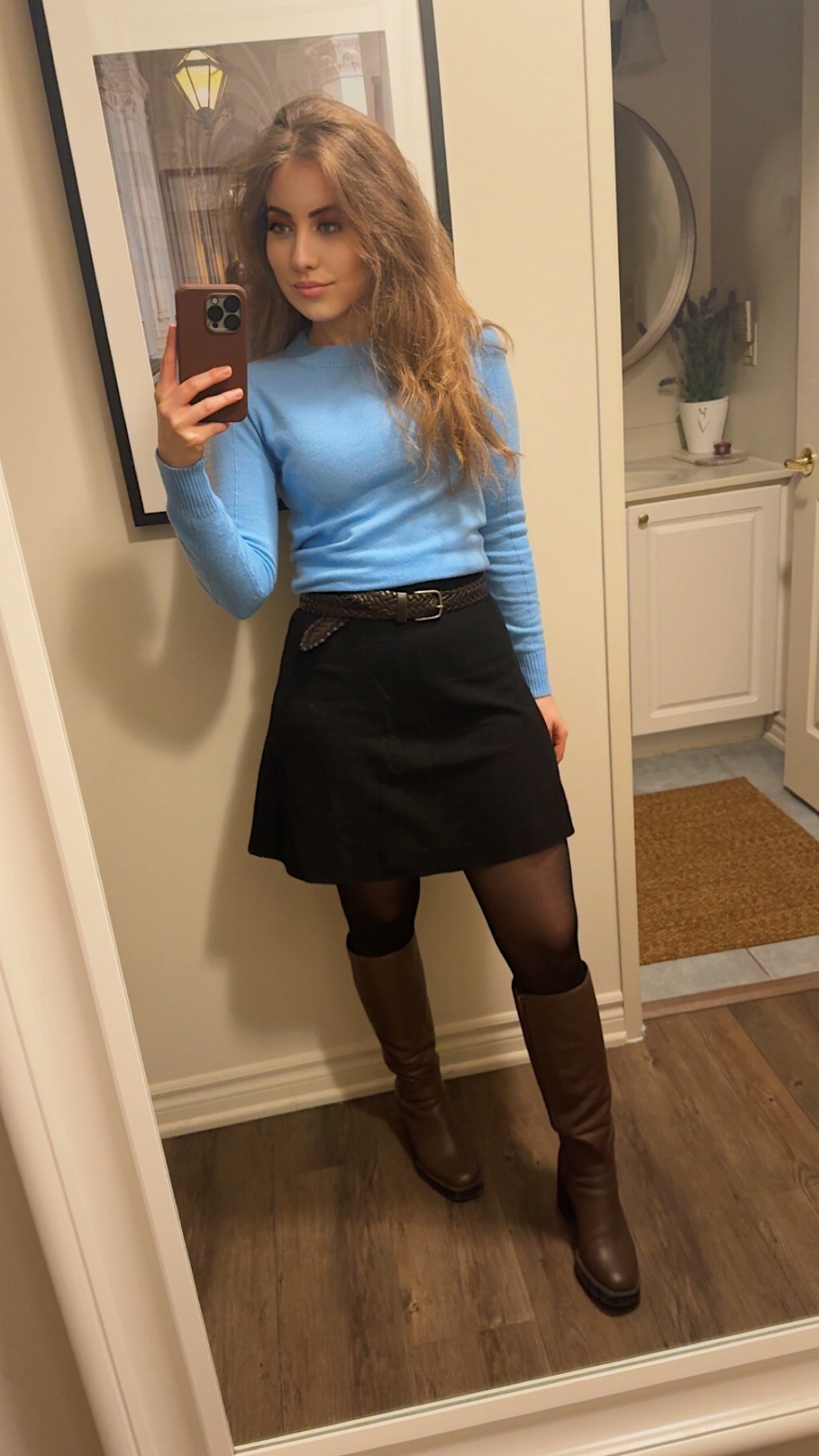 Blue cashmere sweater from Marshalls. Black knit skirt from Ricki's. 

#LTKdresses #LTKwinter #LTKcurves