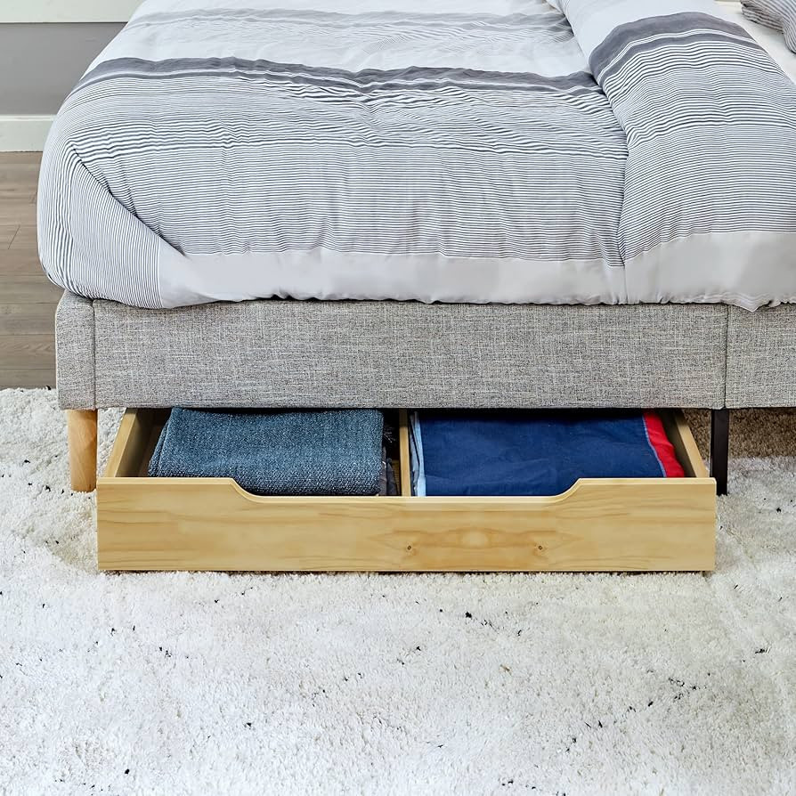 MUSEHOMEINC Solid Wood Under Bed Storage Drawer with 4-Wheels for Bedroom,Wooden Underbed Storage... | Amazon (US)