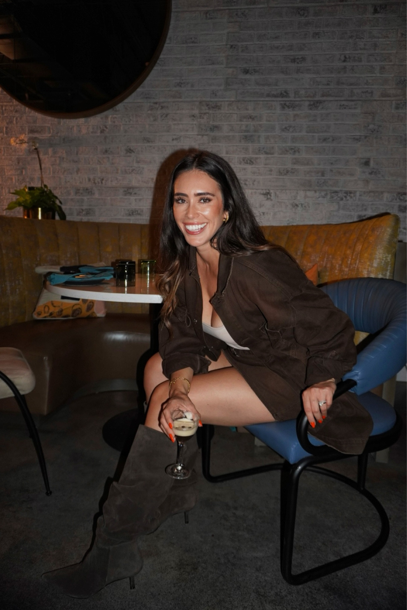 fall outfit
girls night 
going out 
slouchy boots 
brown fit 

#LTKMidsize #LTKShoeCrush #LTKSeasonal