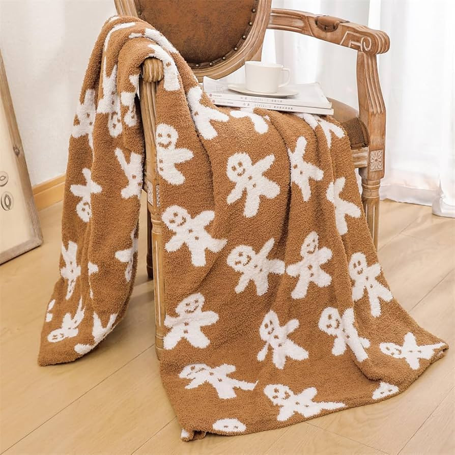 Christmas Gingerbread Throw Blanket, Christmas Fluffy Gingerbread Man Throw Blankets, Luxury Chri... | Amazon (US)