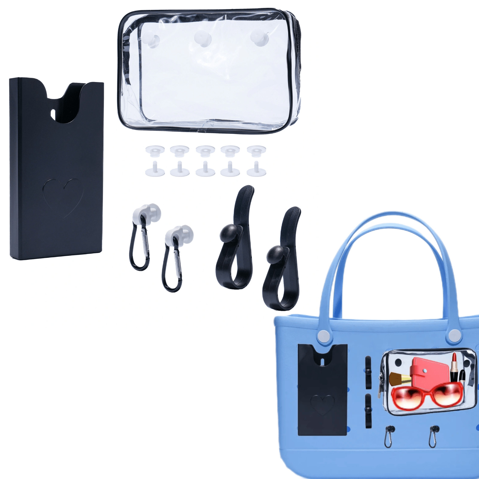 6pcs/Set Mesh Bag Accessories With Phone Case Toiletry Bag And Hook  Beach Accessories Rubber Bea... | SHEIN