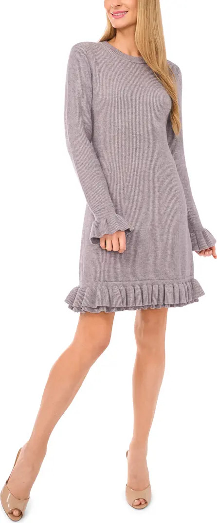 Ruffle Trim Long Sleeve Sweater Minidress | Nordstrom