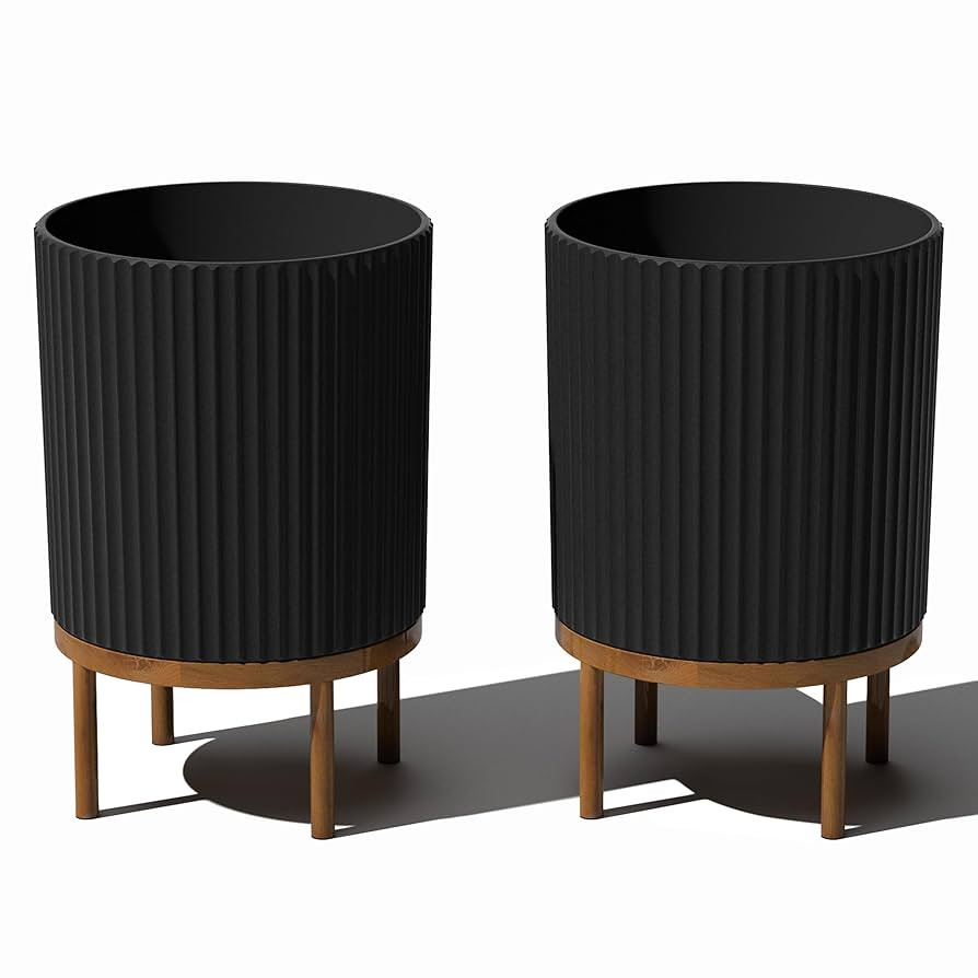 Veradek Demi Series Round Planter w/Stand for Porch/Patio | Durable Plastic-Stone Composite & Woo... | Amazon (US)