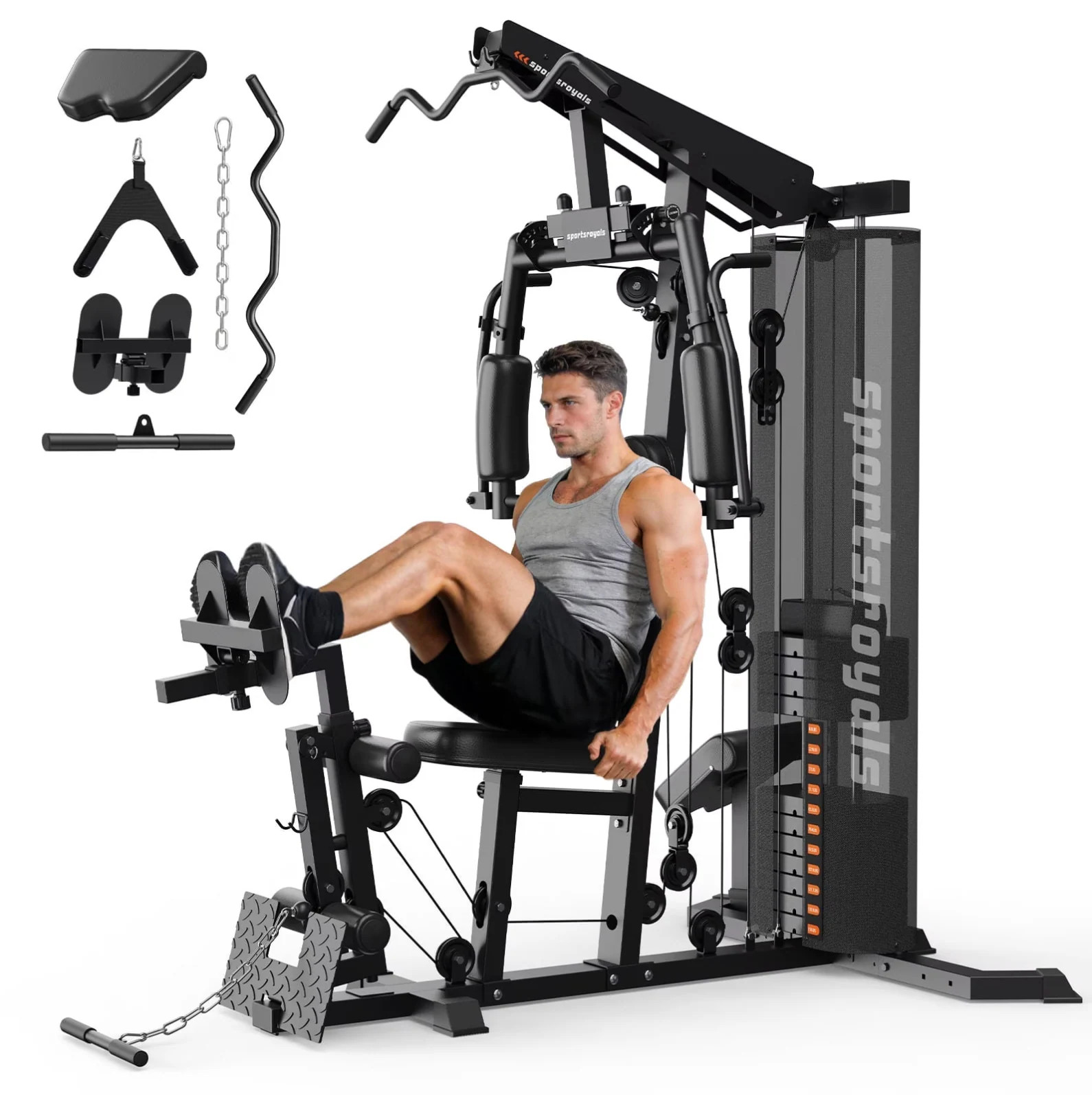 FED Fitness Sportsroyals Multifunctional Home Gym Workout Station with Leg Press 150LBS Weight Stack Full Body Strength Training Equipment one_size | Lowe's