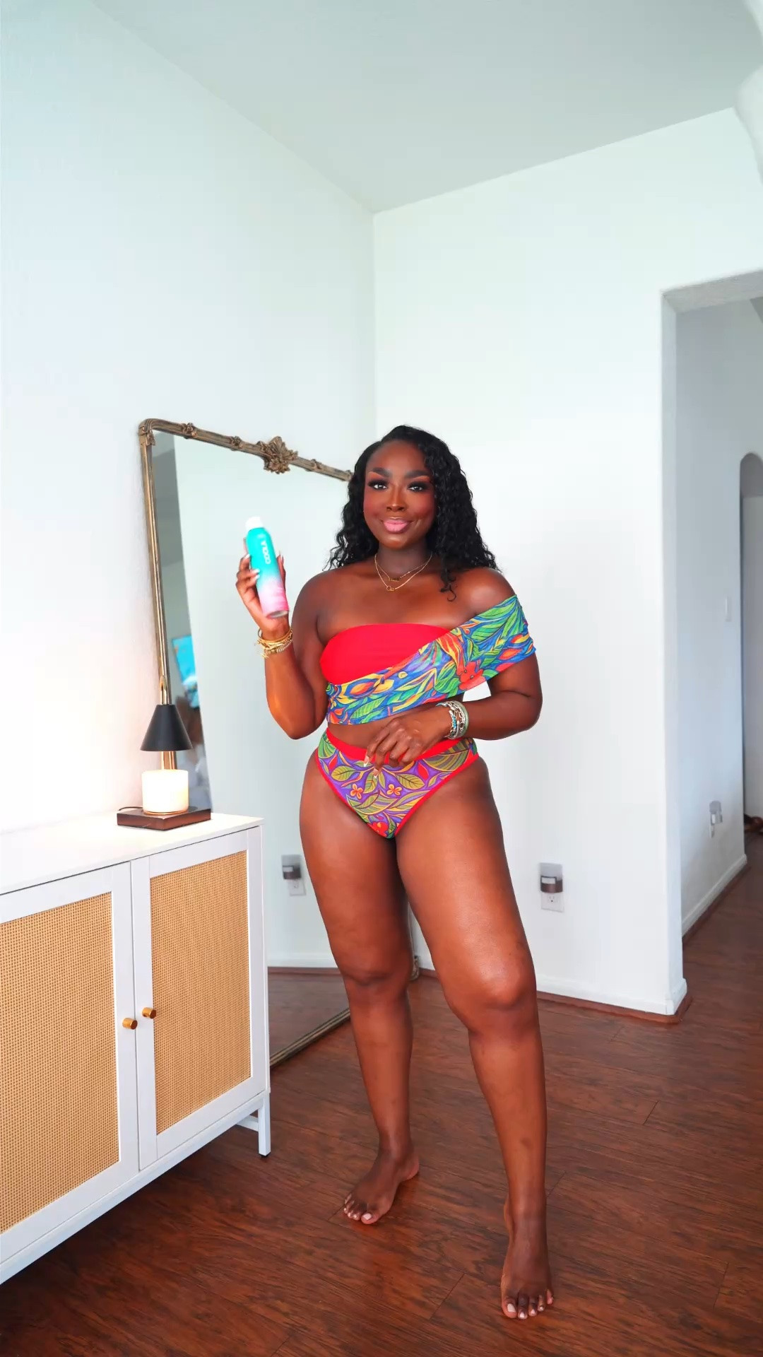 SPF is always easy to apply when it smells good! #COOLA #UptownGAL #Swimsuit #VacationOutfit #VacationOutfits