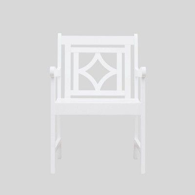 Bradley Diamond Outdoor Patio Dining Armchair - White - Vifah | Target