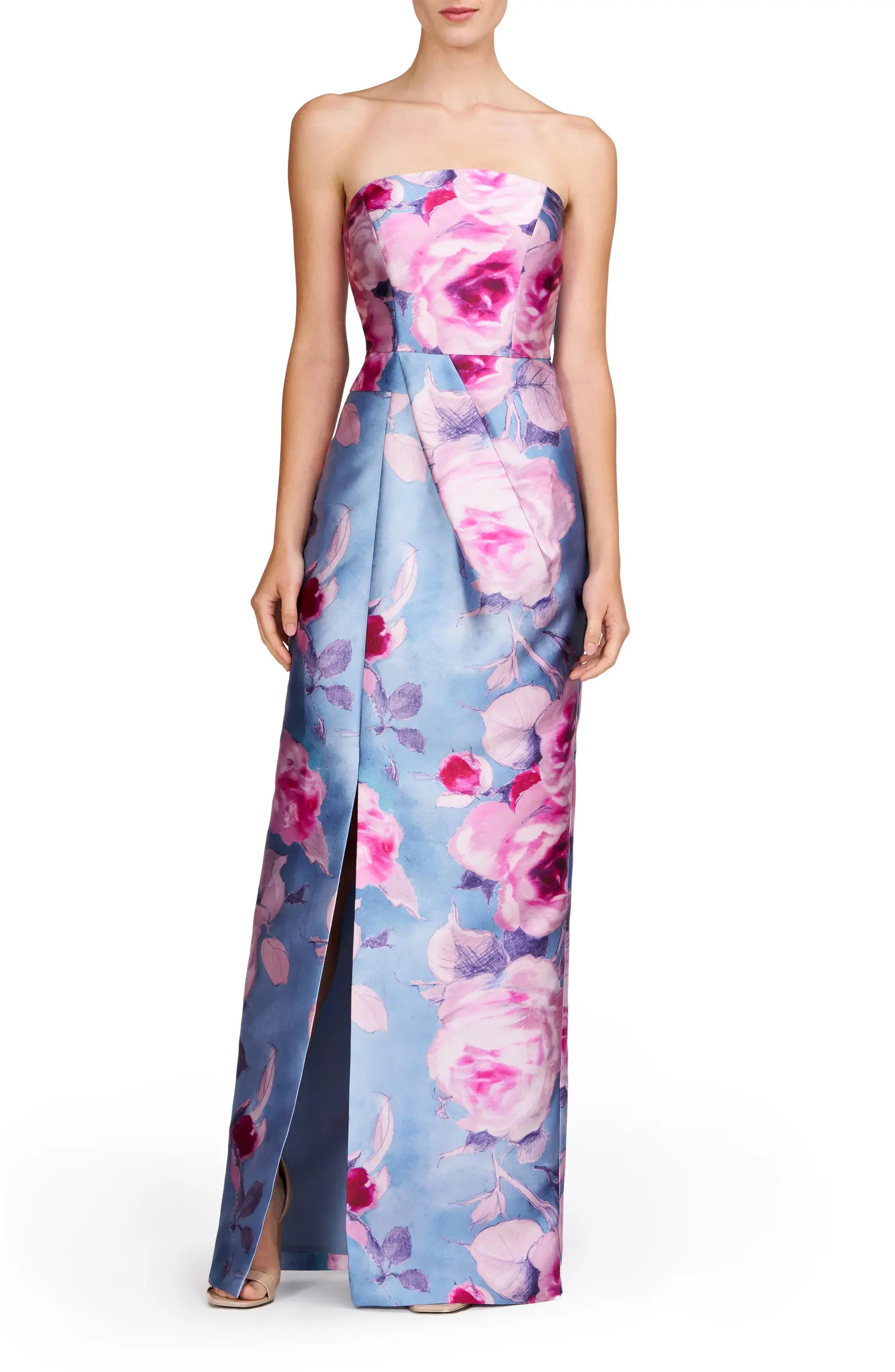 Lucienne Floral Strapless Column Gown | Nordstrom