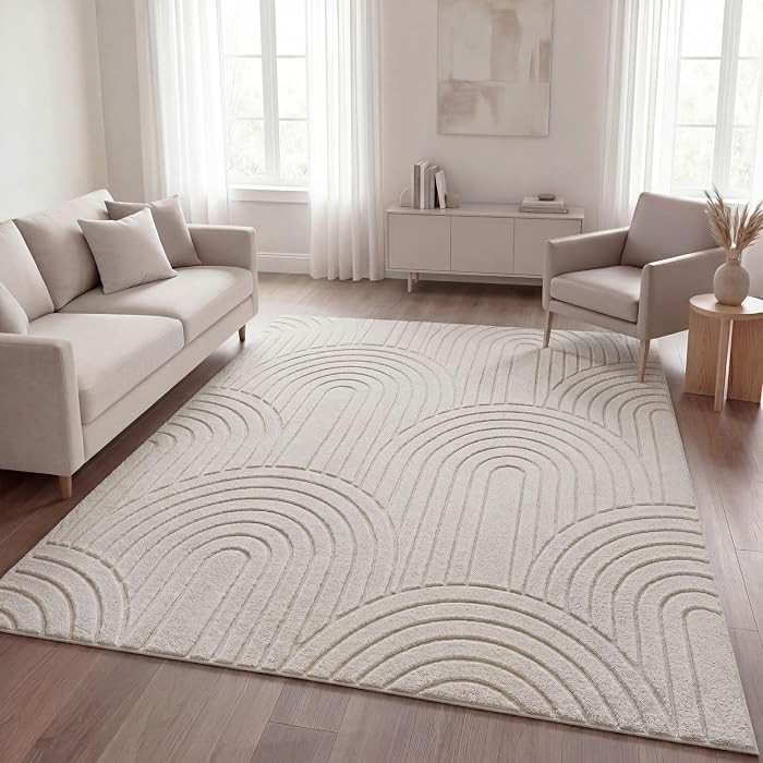 TT Home Wohnzimmer Teppich Schlafzimmer Hochflor Skandinavisches Design Unifarben Geometrisch Boh... | Amazon (DE)