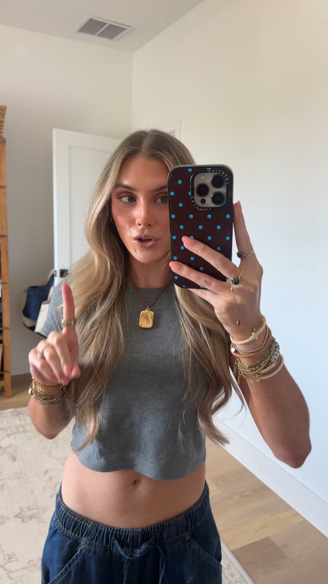 Casual outfit that literally feels like pajamas it’s so comfy. My baby tee is from Cuts Clothing (code SLOANEV) my jeans are from Gap size XS the horseshoe wide leg denim jeans. My necklace is @shophart x @RMS Beauty  necklace collab  

#LTKootd #LTKdayinmylife #LTKSaleAlert