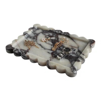 Scalloped Marble Tray 10.8"X8", Luxury Vanity Tray For Bathroom Kitchen Counter, Decorative Tray For Dresser Home Decor, Plate Holder For Tissues, Can | Wayfair North America