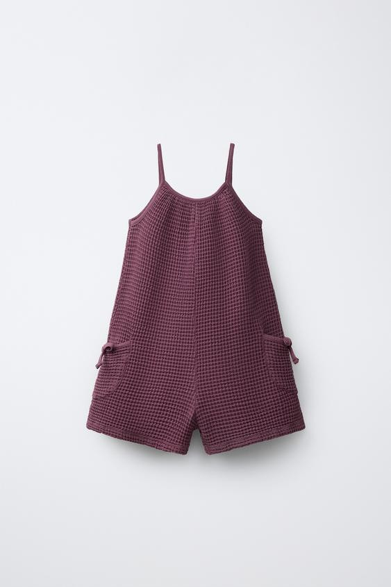 WAFFLE KNIT BOW ROMPER | Zara US