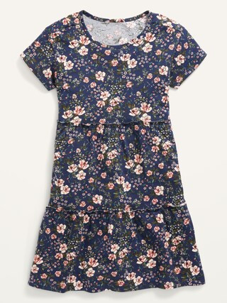 Tiered Printed Short-Sleeve Dress for Girls | Old Navy (US)