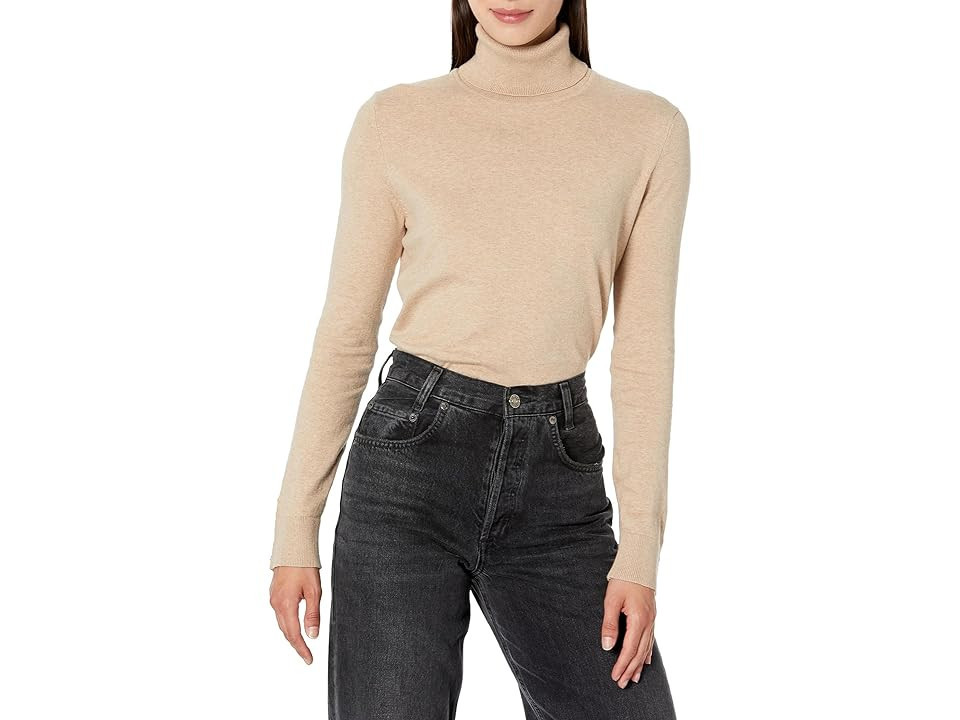 Tommy Hilfiger Solid Turtleneck Sweater (Light Heather Fawn) Women's Sweater | Zappos