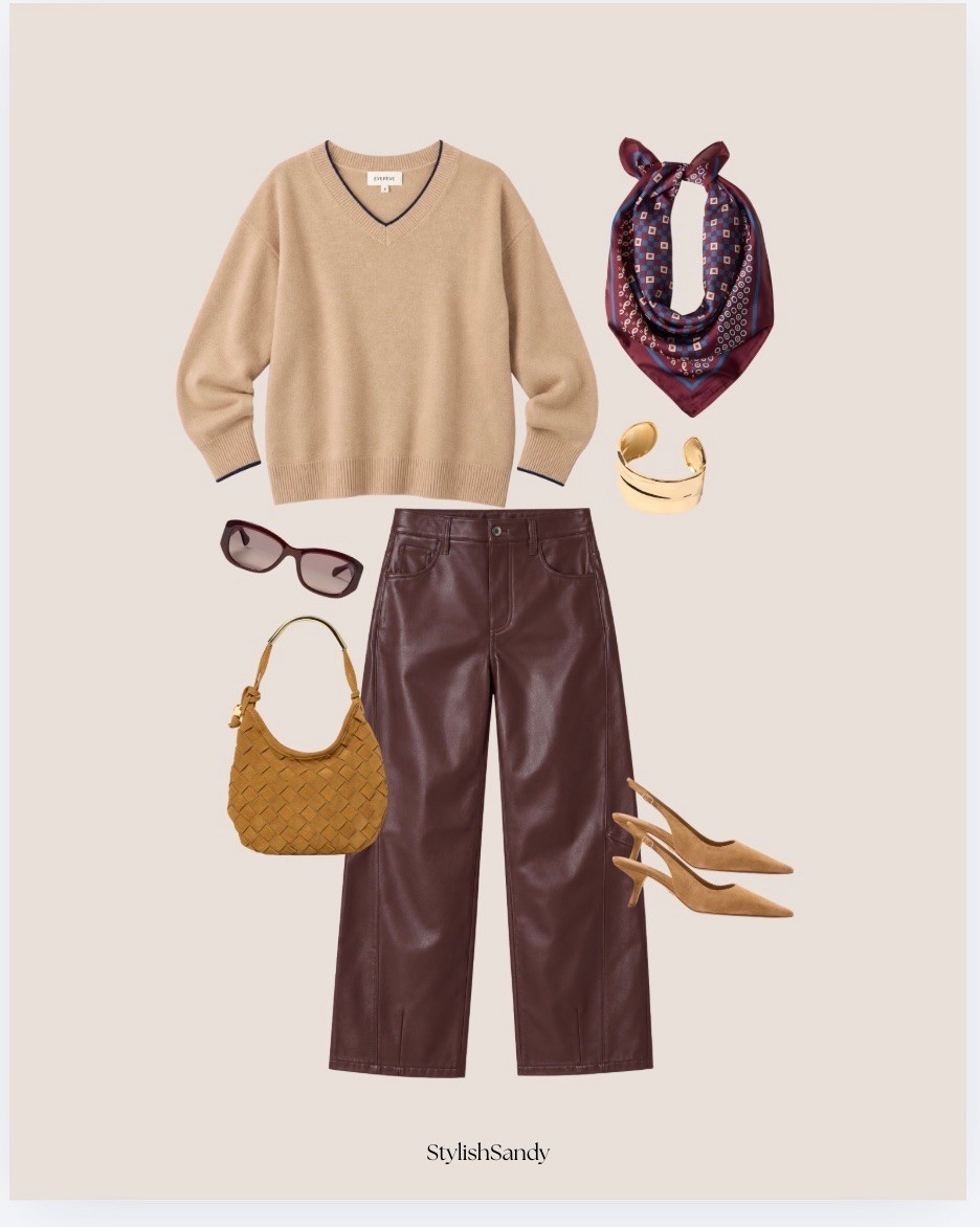 Fall styling with Pistola vegan leather pants, all on sale at Evereve.

The trends above are burgundy & vegan leather. 
Per the website, items run tts.

#LTKSaleAlert #LTKOver40 #LTKSeasonal