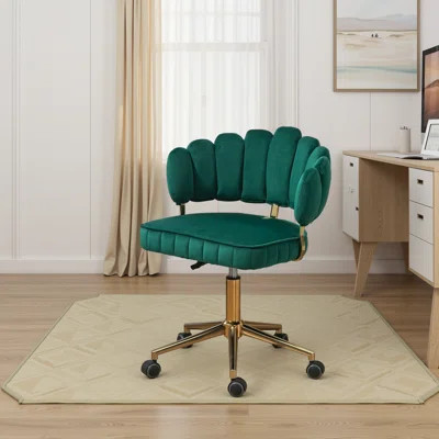 Wine Velvet Swivel Chair – Modern Adjustable Office Chair with Gold Base & Plush Comfort | Wayfair North America