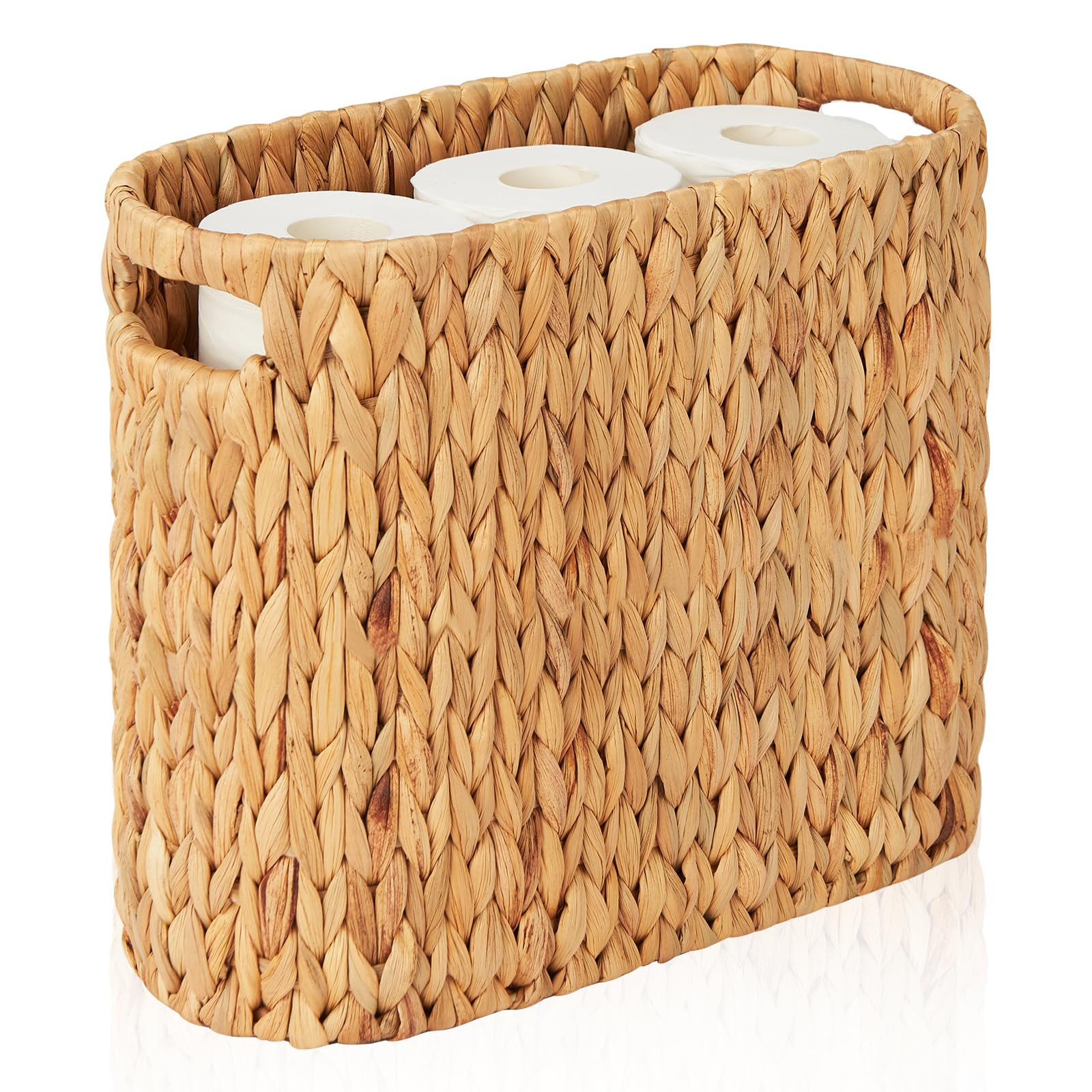 FairyHaus Wicker Toilet Paper Storage Basket with Buit-in Handles, 9 Rolls Natural Water Hyacinth... | Amazon (US)