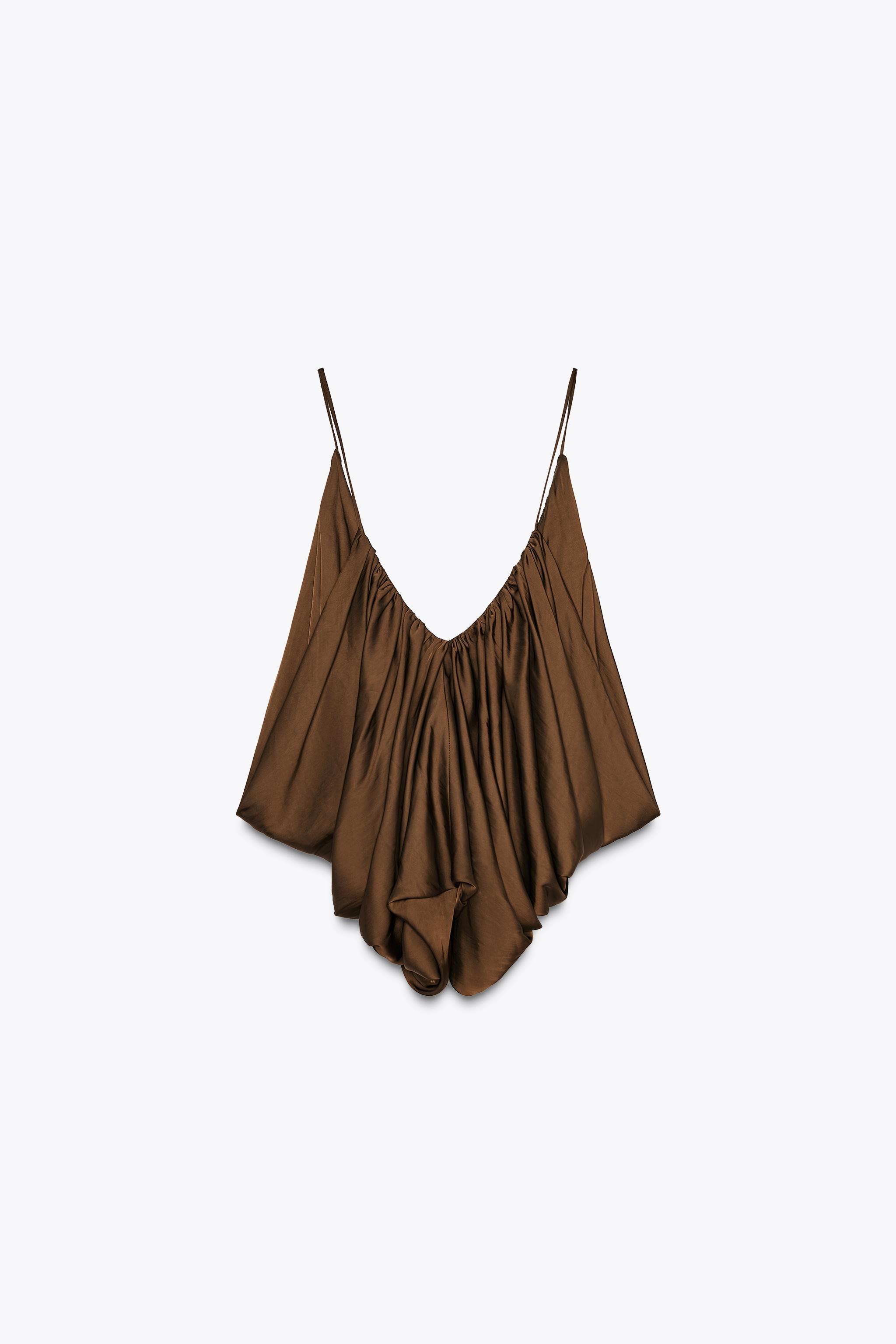 ZW COLLECTION SATIN DRAPED TOP | Zara US