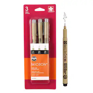 Pigma® Micron™ Fine Line Black 3 Piece Pen Set | Michaels Stores