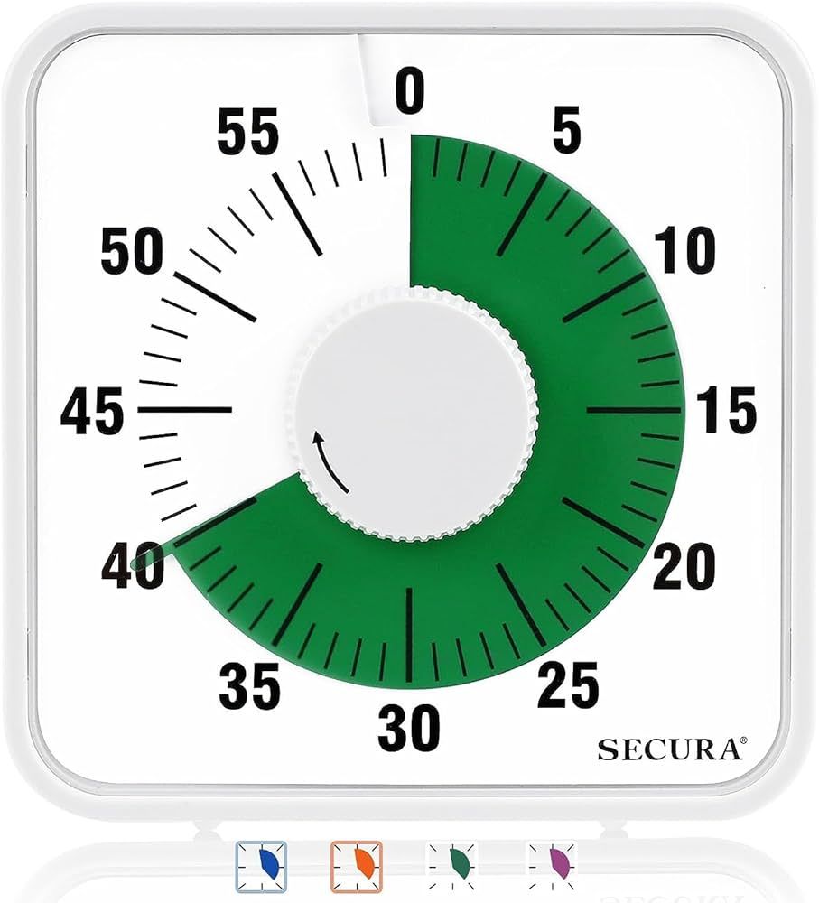 Secura 7.5 Inch Visual Timer, 60 Minute Oversize Visual Countdown Timer for Kids and Adults, Dura... | Amazon (US)