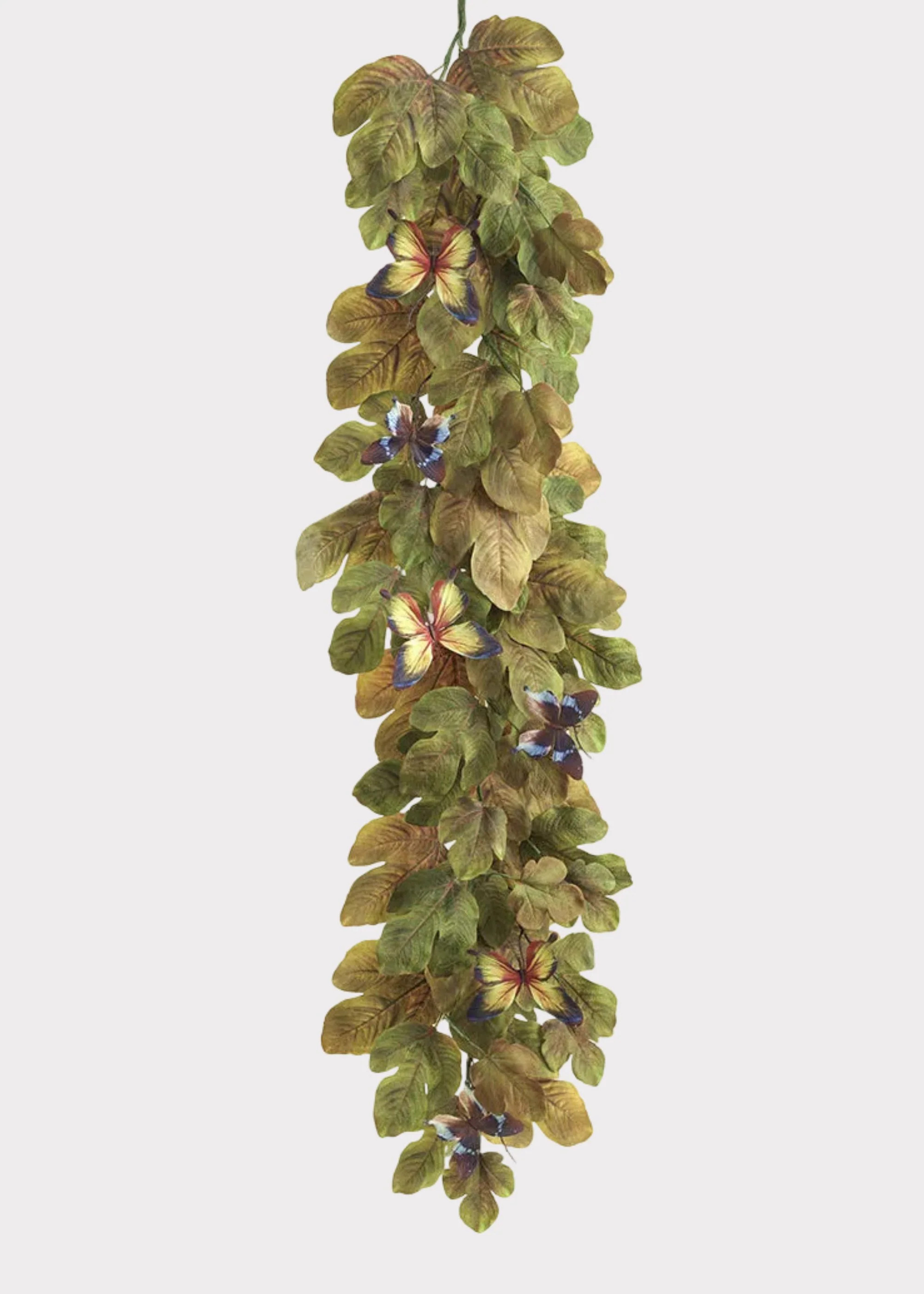 Green Fake Fig and Magnolia Leaf Garland with Butterflies - 72 | Afloral