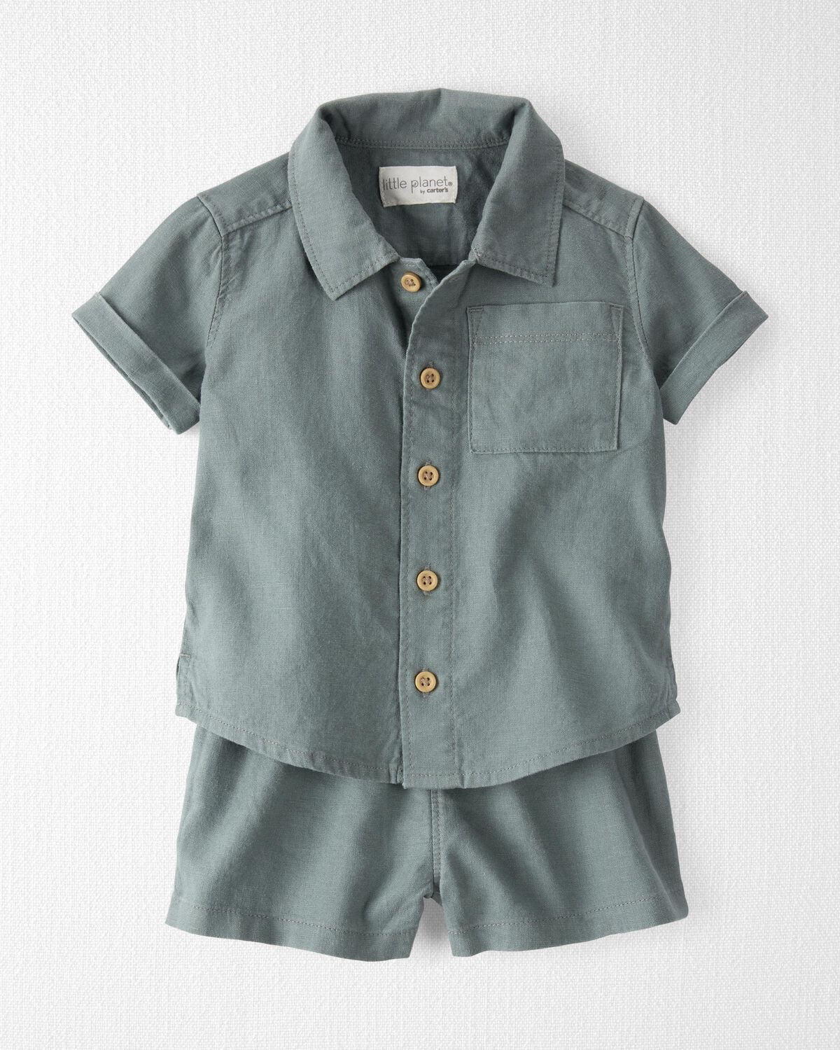 Baby 2-Piece Button-Front Shirt and Shorts Set Made with LENZING™ ECOVERO™ and Linen | Carter's