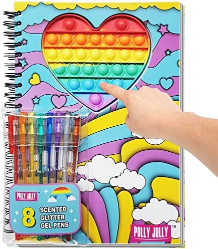 A4 Fidget Journal Notebook With 8 Scented Glitter Pen. Polly Jolly spiral notebook 100 sheets, fi... | Amazon (US)