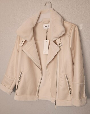 Womens Vigoss Faux Suede Cream Jacket Slouchy Fit warm thick   | eBay | eBay US