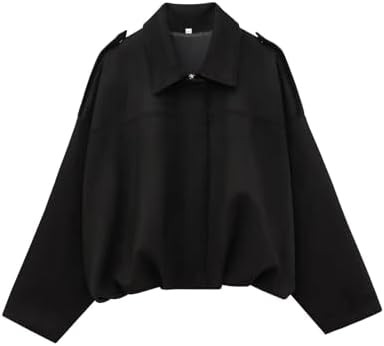 Kissonic Womens Faux Suede Bomber Jacket Oversized Batwing Long Sleeve Zip Up Cropped Coat Street... | Amazon (US)