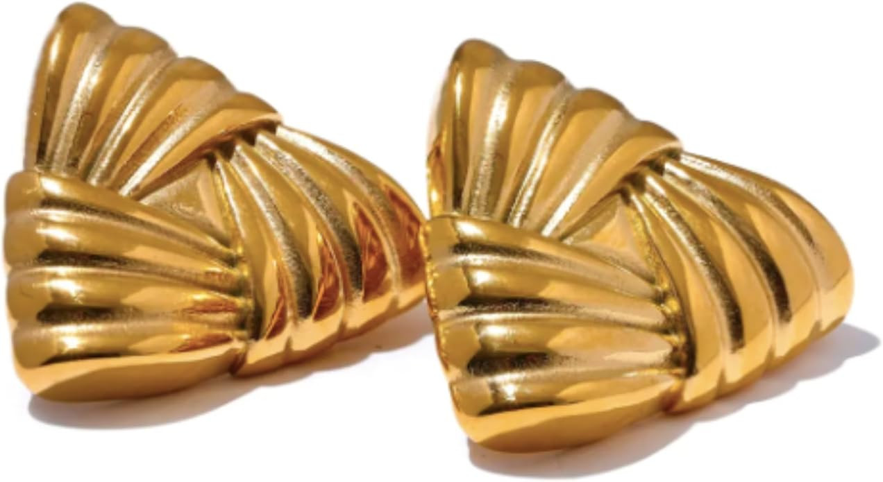 Gold Triangle Earrings | 18K Gold tainless Steel | Hypoallergenic | Large Trendy Cute Dupes Fashi... | Amazon (US)