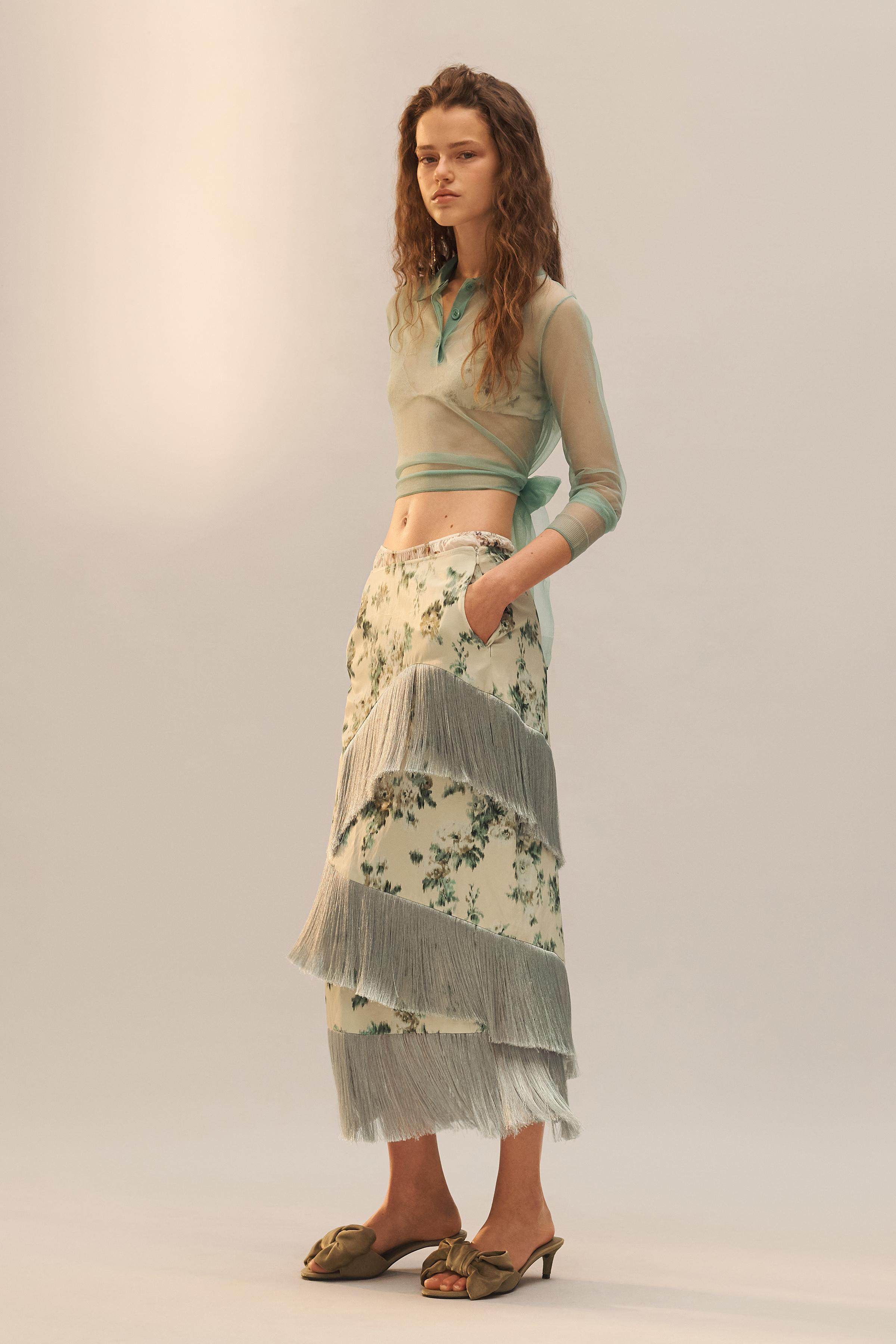 LIMITED EDITION FLORAL FRINGED SKIRT | Zara UK